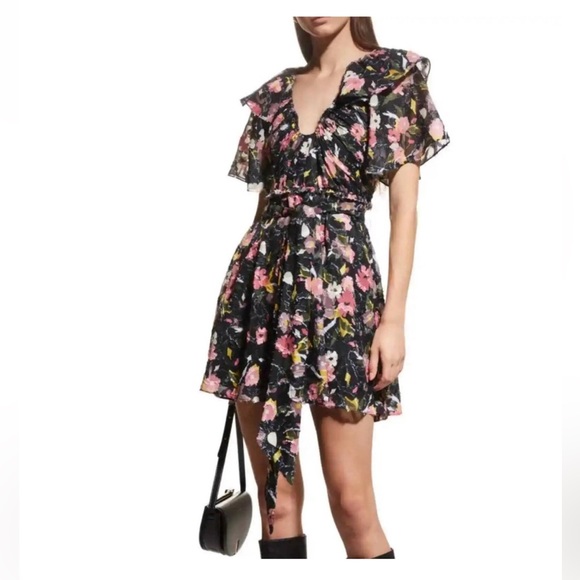 Tanya Taylor NWT $495 Mara Floral Print Flutter Sleeve Mini Dress Size 6 - Picture 3 of 8